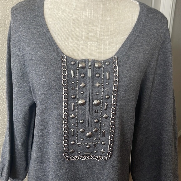 Style & Co. Gray Dress with Studded Design Size Large - Picture 2 of 6